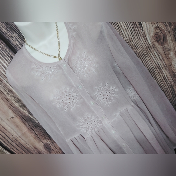 Indigo Thread Co.Elegant Sheer Blouse - Pink Mauve In Brand New Condition - Picture 2 of 6